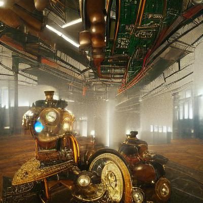 Steampunk Supercomputer with Volumetric Lighting