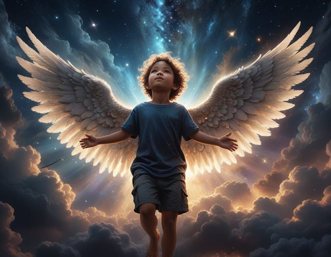 Cosmic Angel Ascending, a Digital Painting