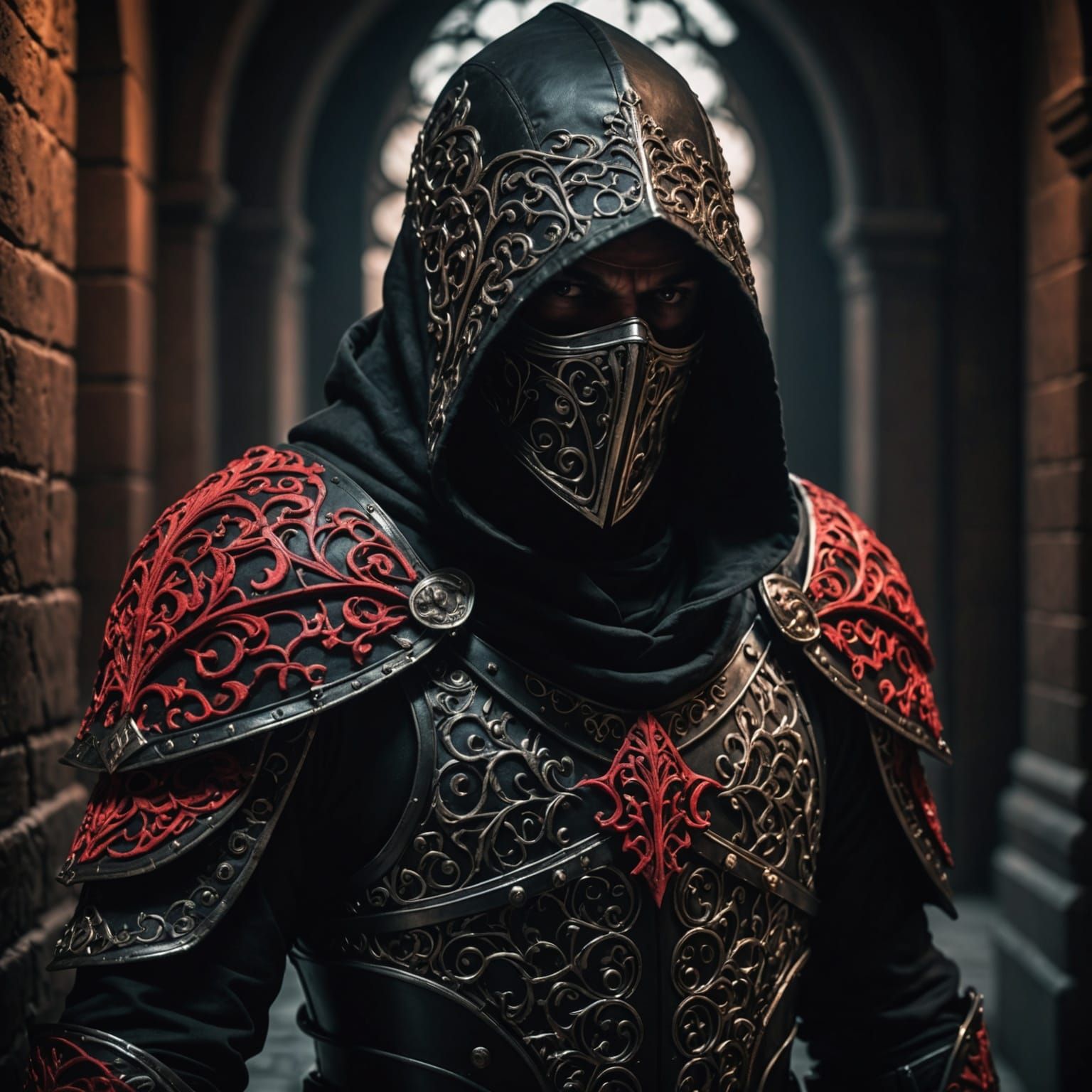 Shadow Assassin in Black Leather Armor