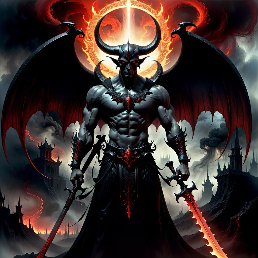 Devil with Scythe in Dark Fantasy Style