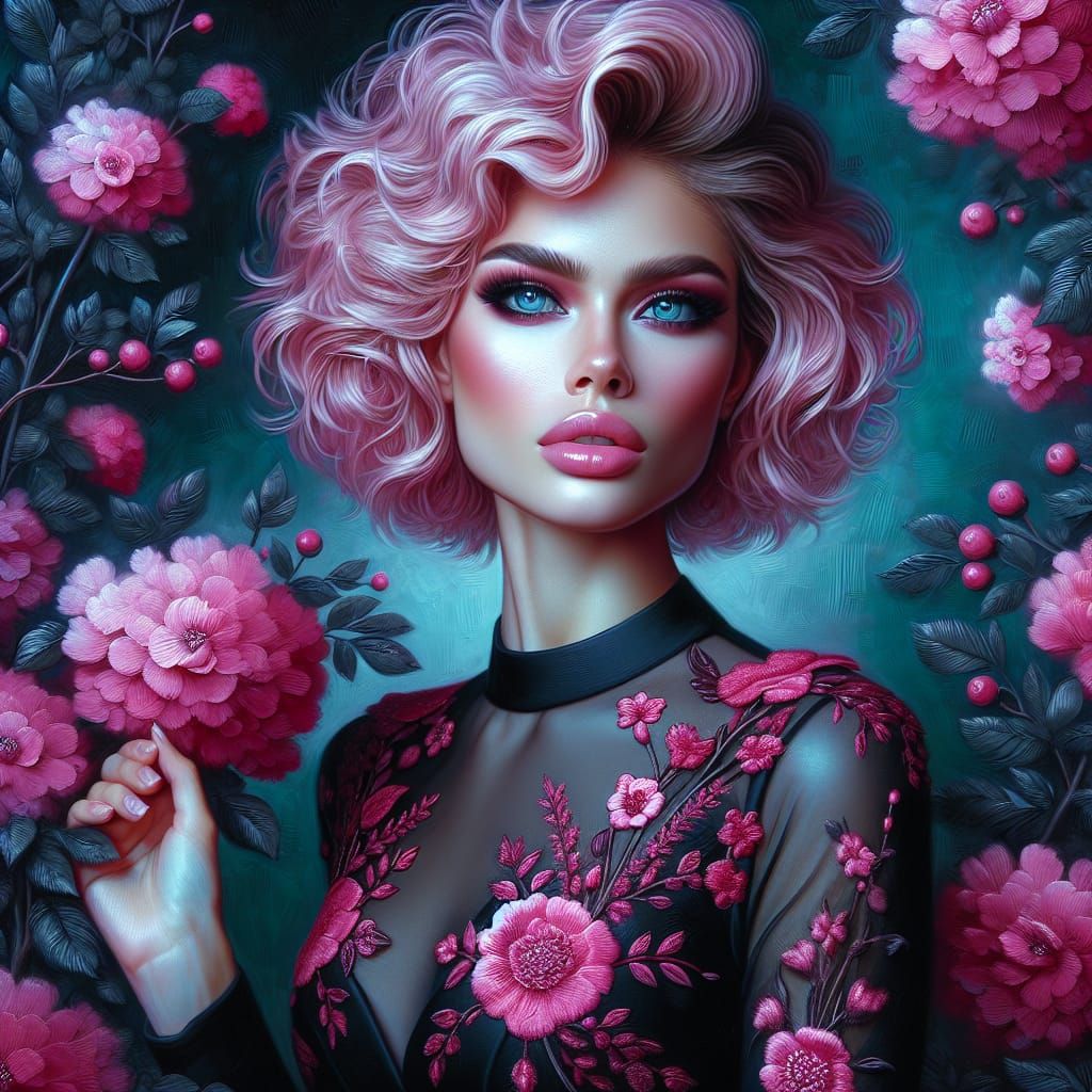 Stunning Middle Eastern Beauty in Vibrant Floral Splendor