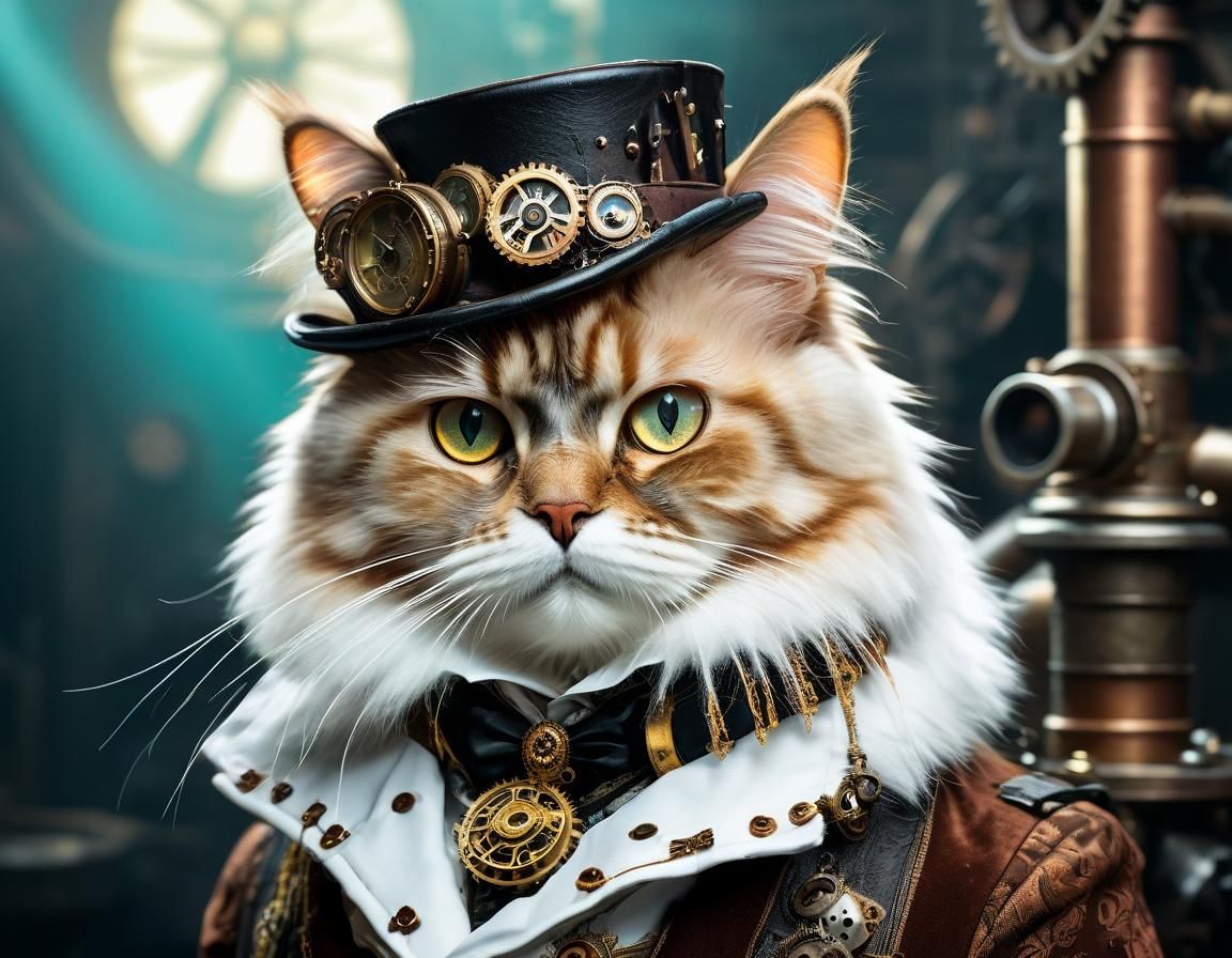 Steampunk Persian Cat in Victorian Style