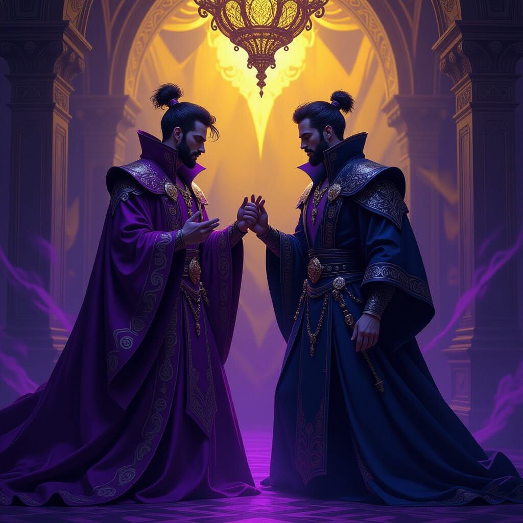 Mystical Twins Clash in Dark Fantasy Concept Art