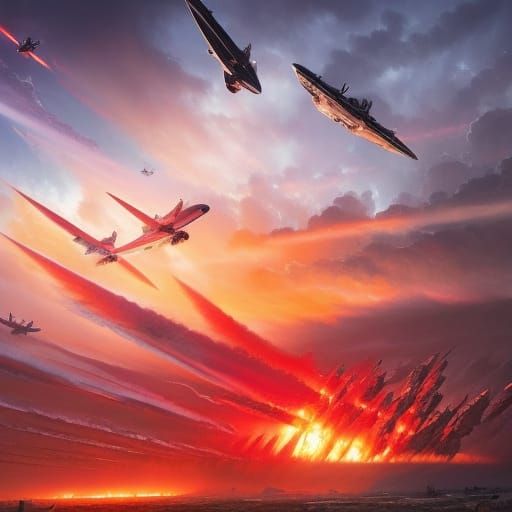 Destroyed City Under Attack: Dark Fantasy Concept Art