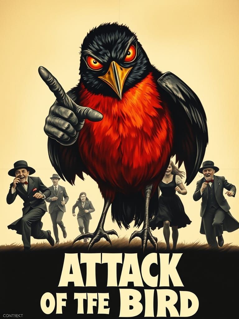 Attack of the Bird: 1930s Horror Movie Poster