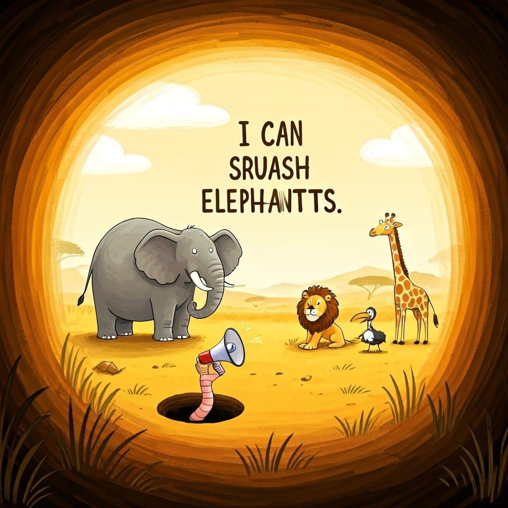 Worm's Bold Claim in Storybook Illustration