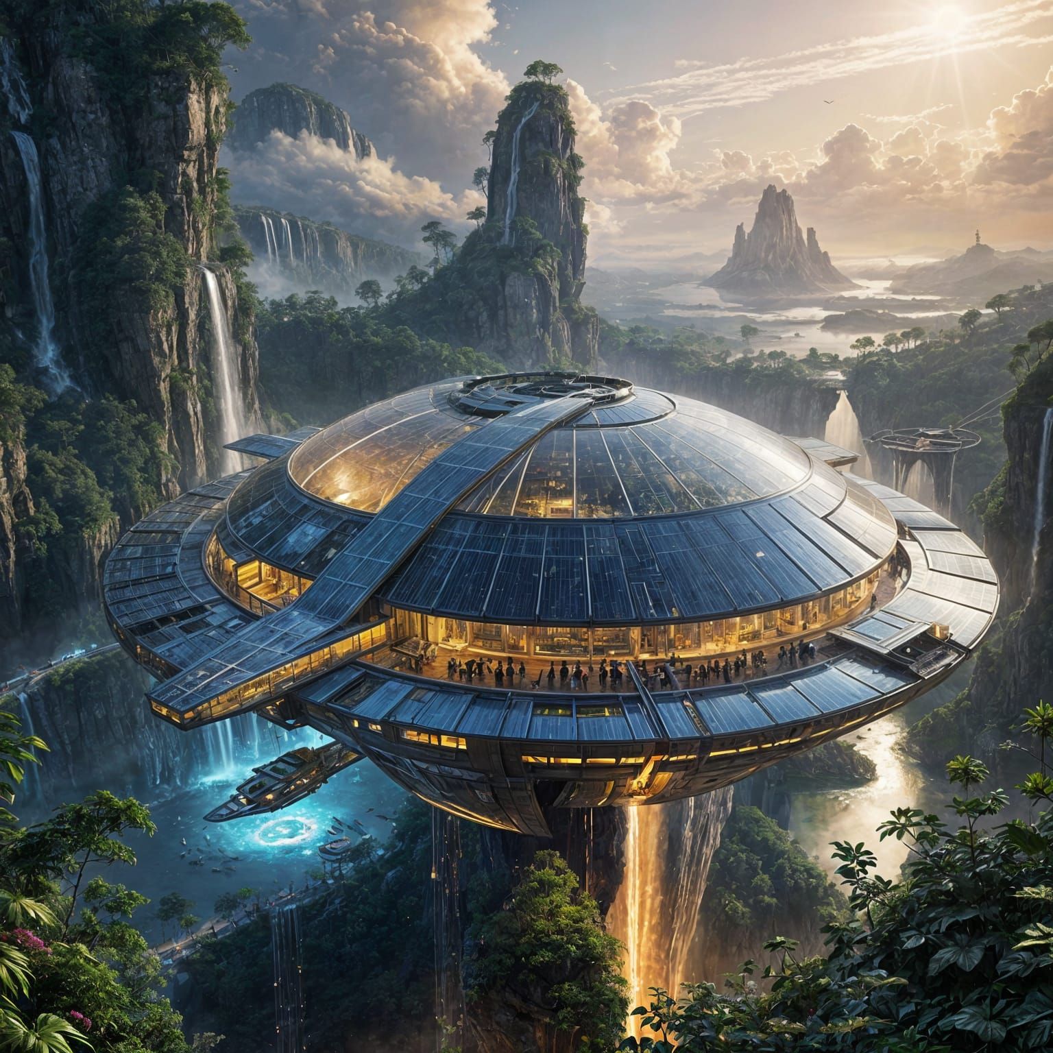 Solarpunk Utopia in Serene Cloudscape