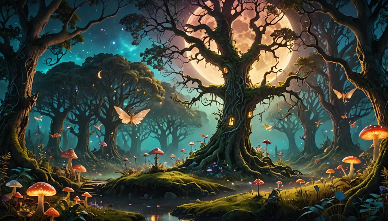 Ethereal Forest: Fairies and Glowing Flora at Twilight