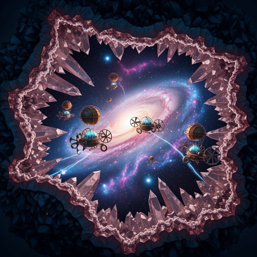 Ancient Geode Unveils Bioluminescent Nebula with Cosmic Airs...