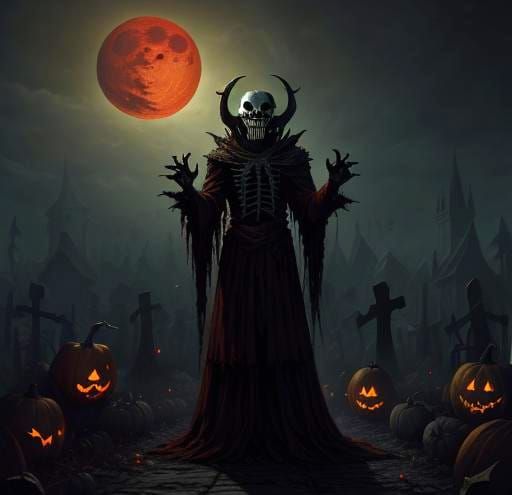Eerie All Hallows' Eve Blood Moon Scene