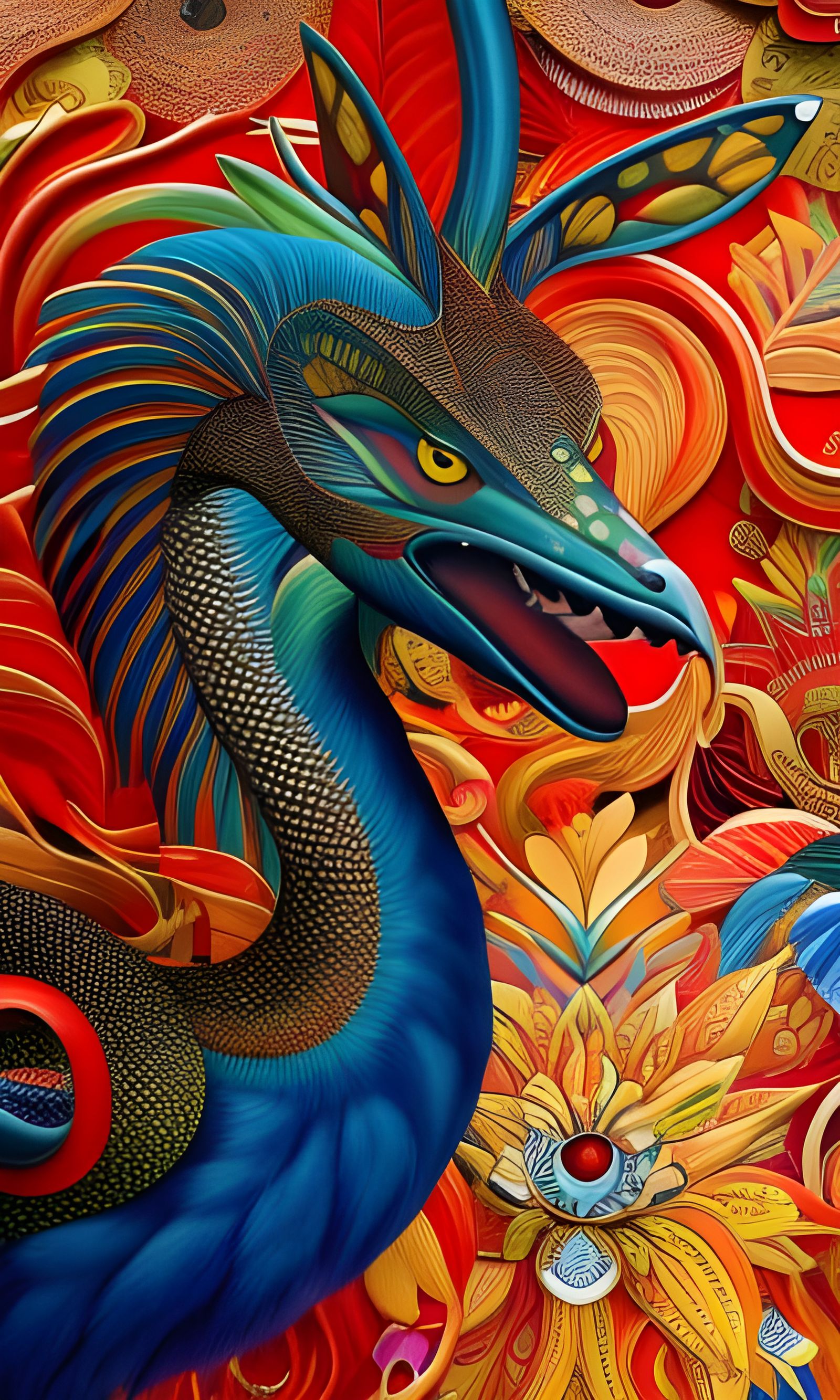 Clockwork Animal Collage Illustration in Winter Colors