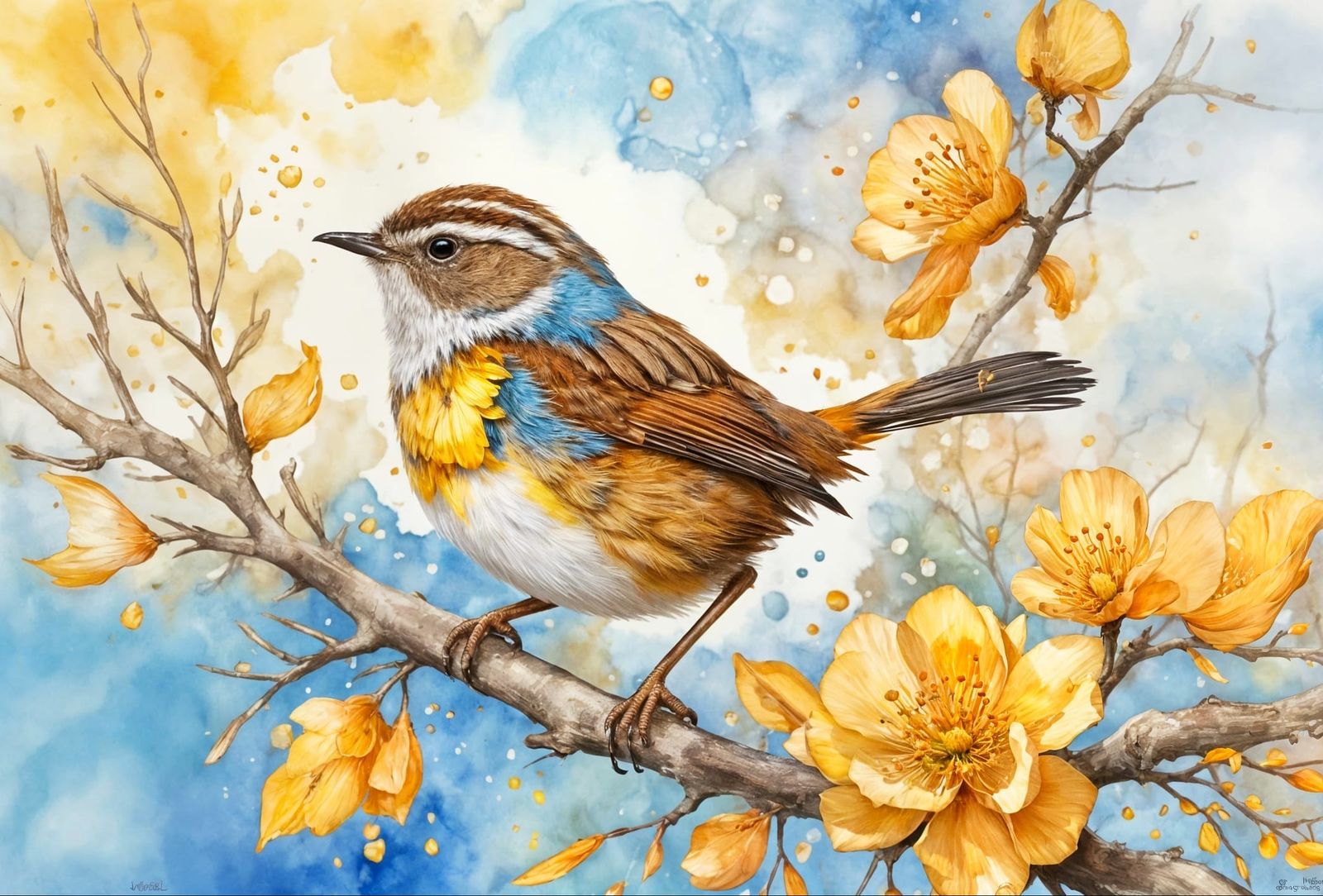 Tiny Wren in Watercolour Style