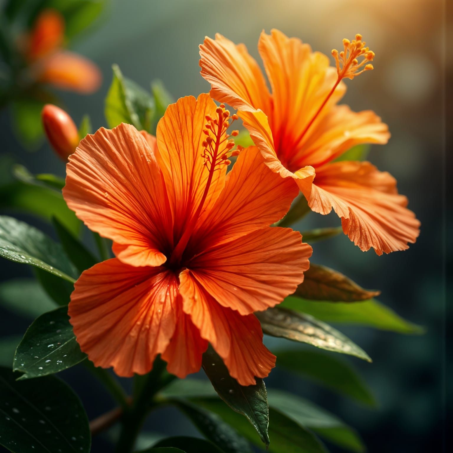 Vibrant Blood Orange Hibiscus Bloom