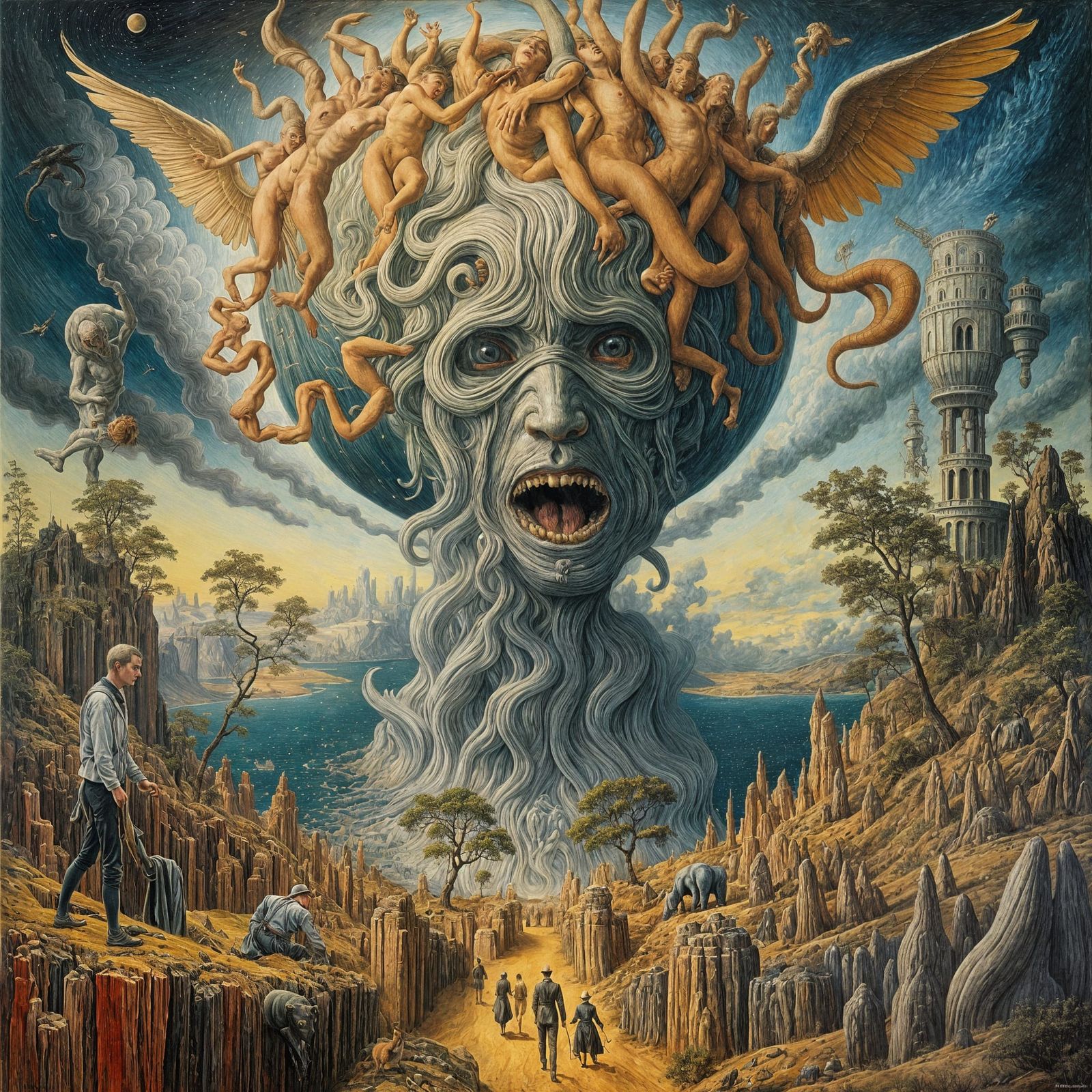 Surreal World Transformation Painting in Kubin Style