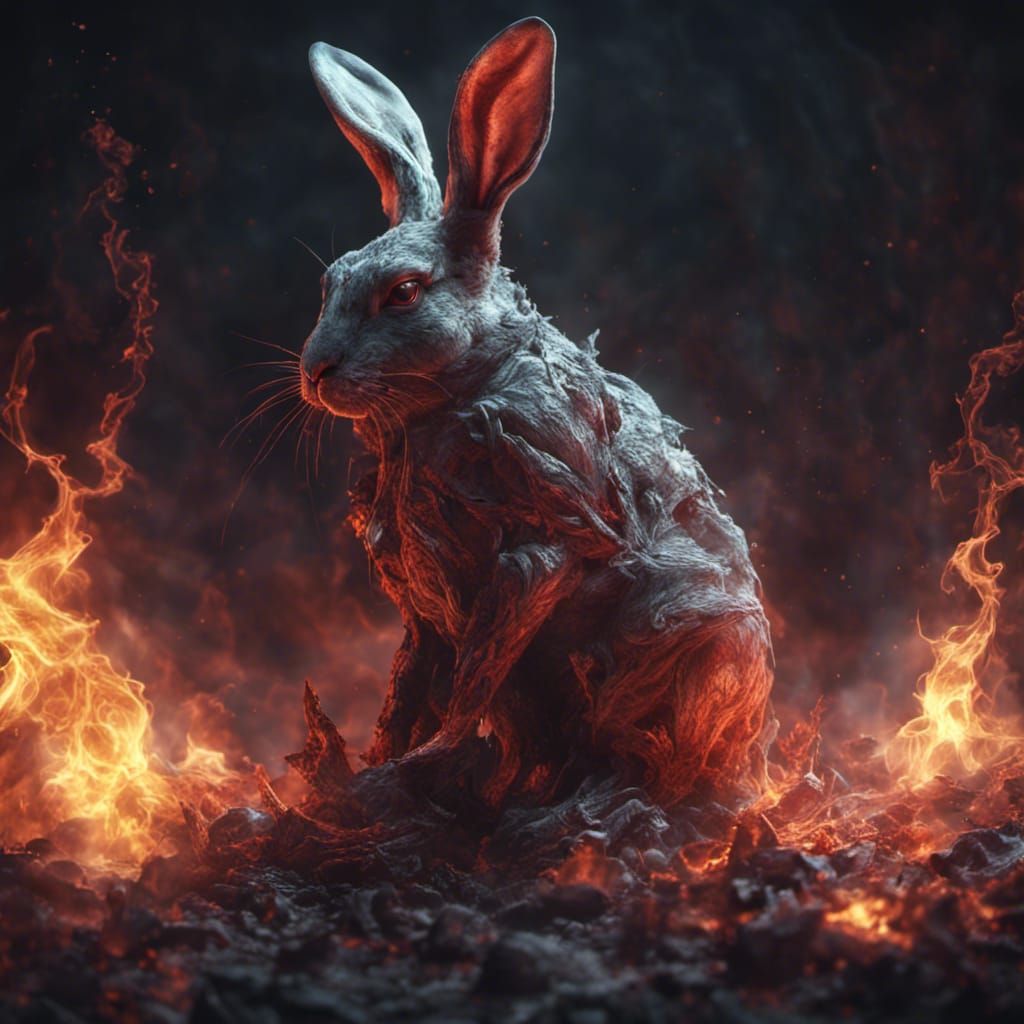Ethereal Smoke Bunny: a Dark Fantasy Concept Art