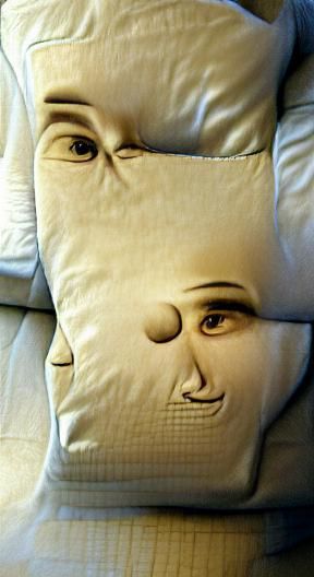 Pillow with a Face Generated by AI