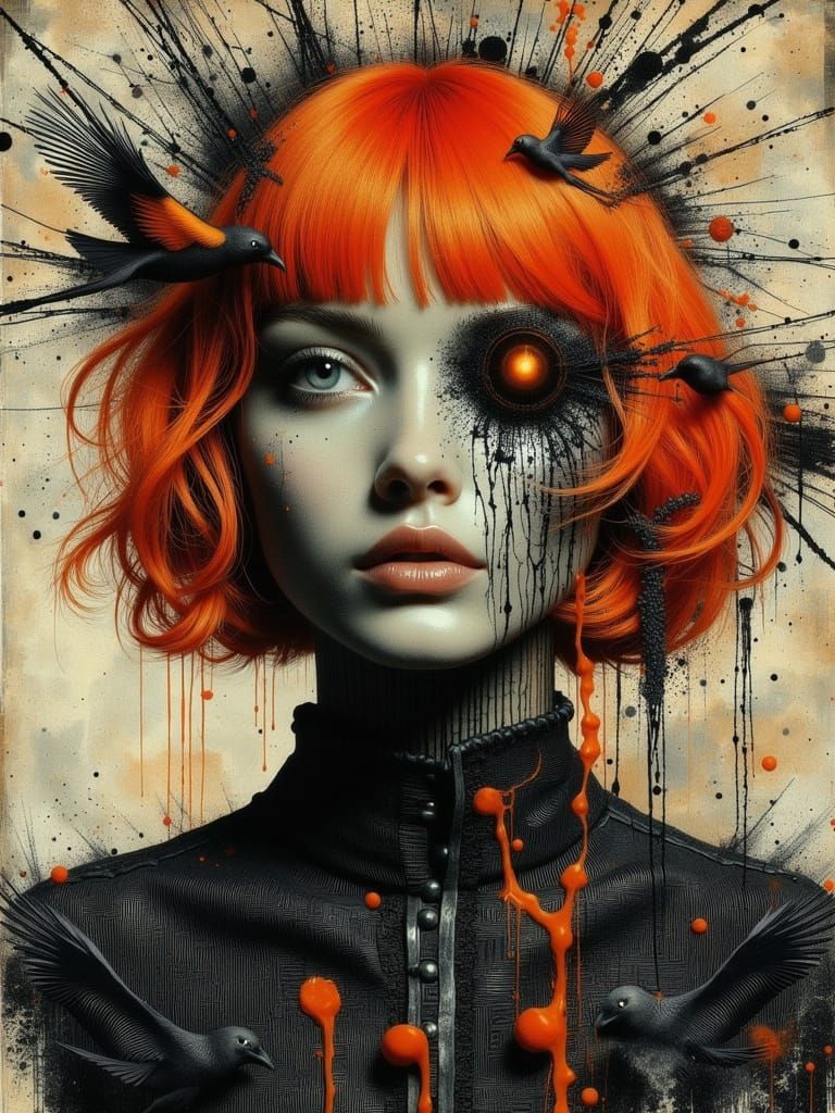 Ethereal Woman Portrait in Surreal Gothic Postpunk Style