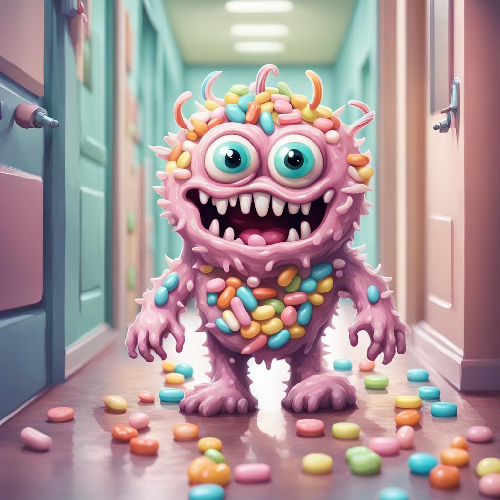 Adorable Candy Monster Runs Through Asylum