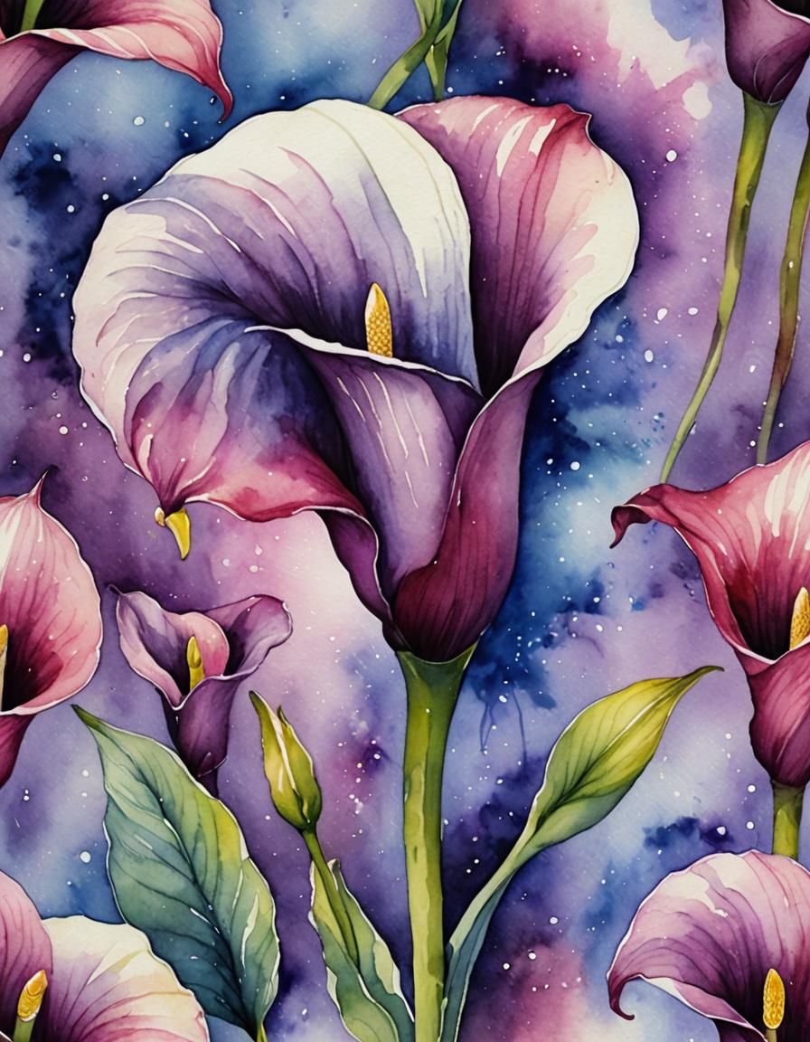 Purple Calla Lily Watercolor Painting
