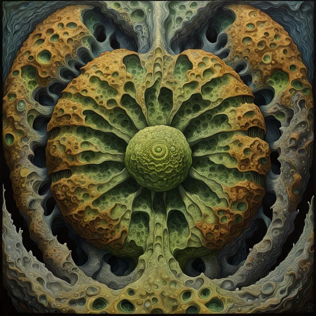 Mobocrat Rim in Kaffir Limes, Impasto Sci-Fi Painting