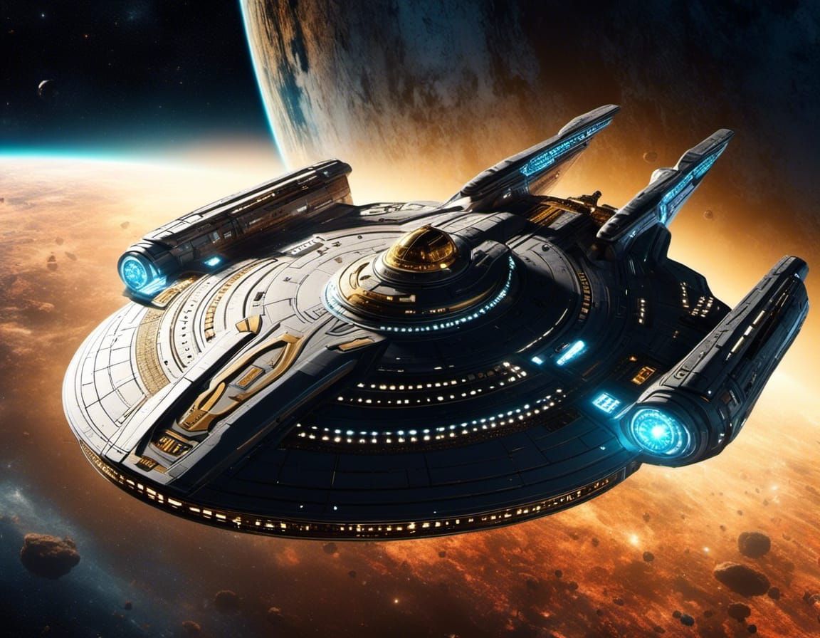 Star Trek Starship in Space, Digital Matte Painting