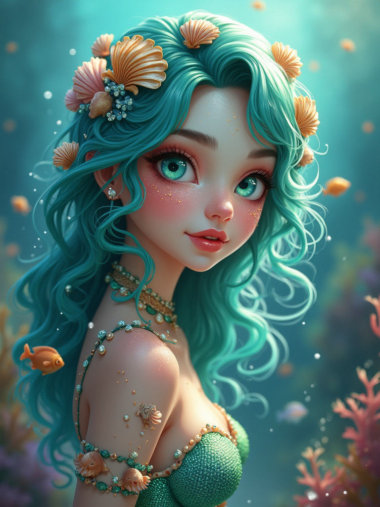 Enchanting Mermaid in Magical Underwater World