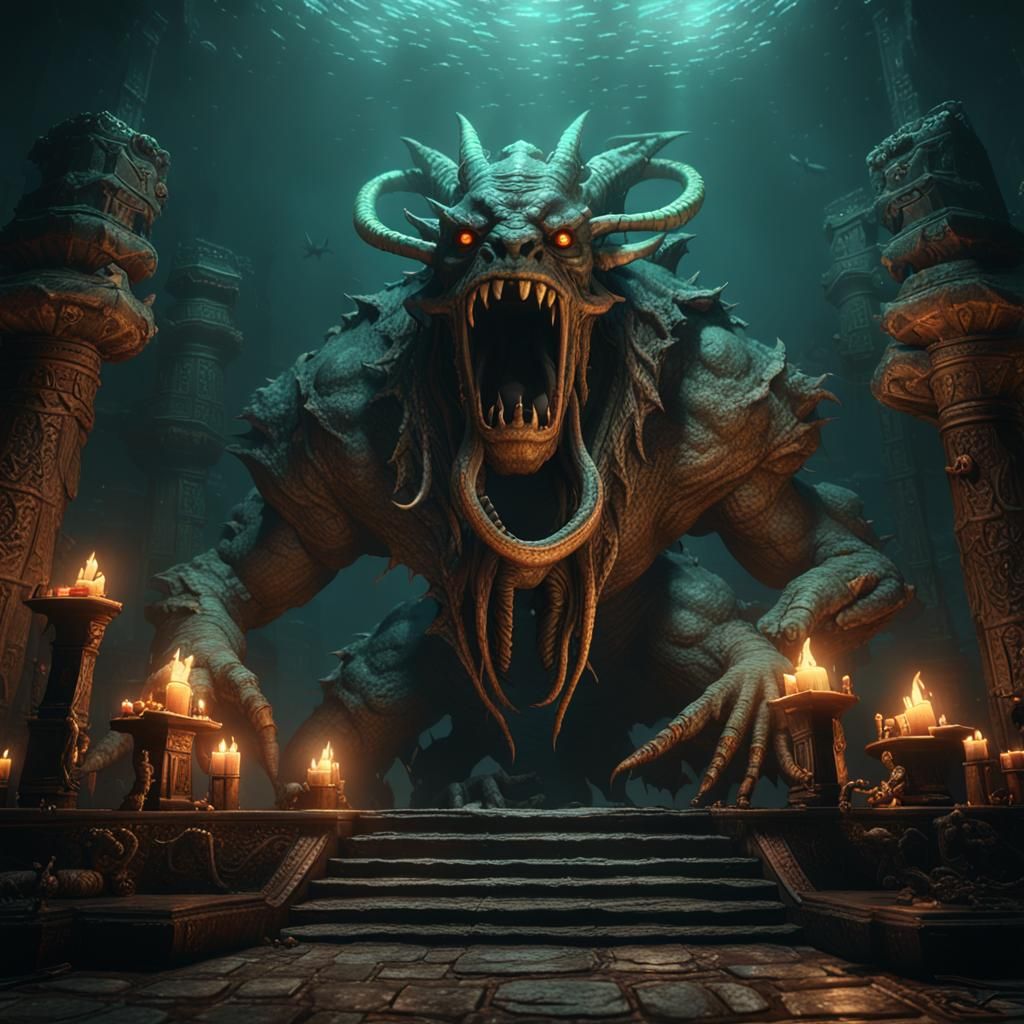 Epic 3D Render of Dagon Invocation