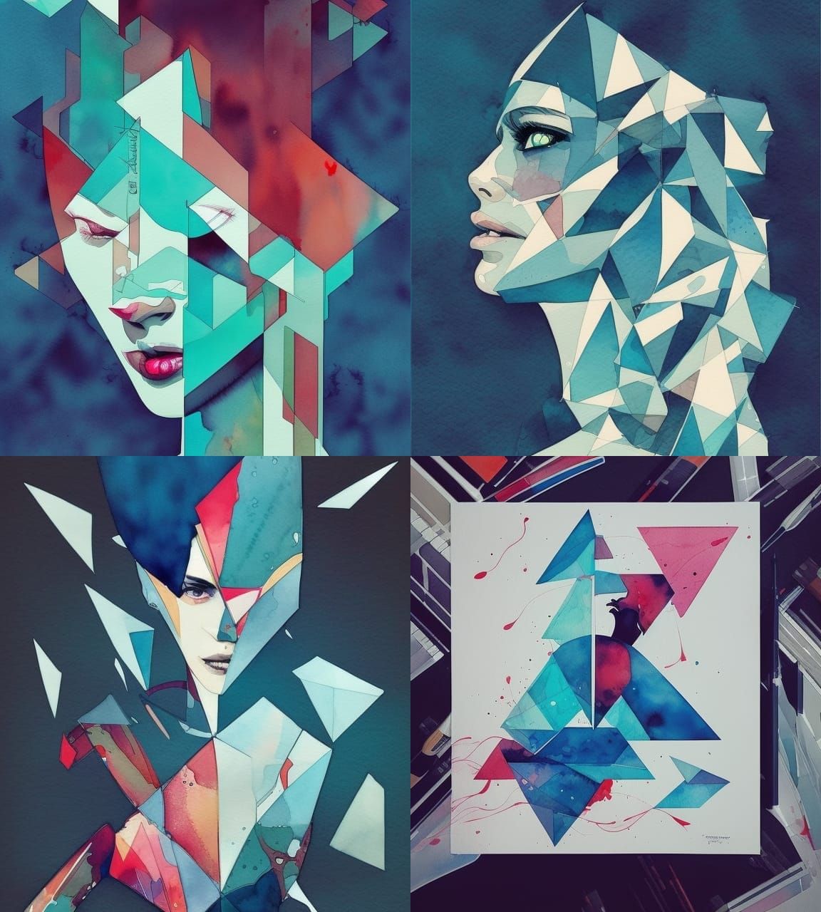 Watercolor Geometric Illustration in Roset Style