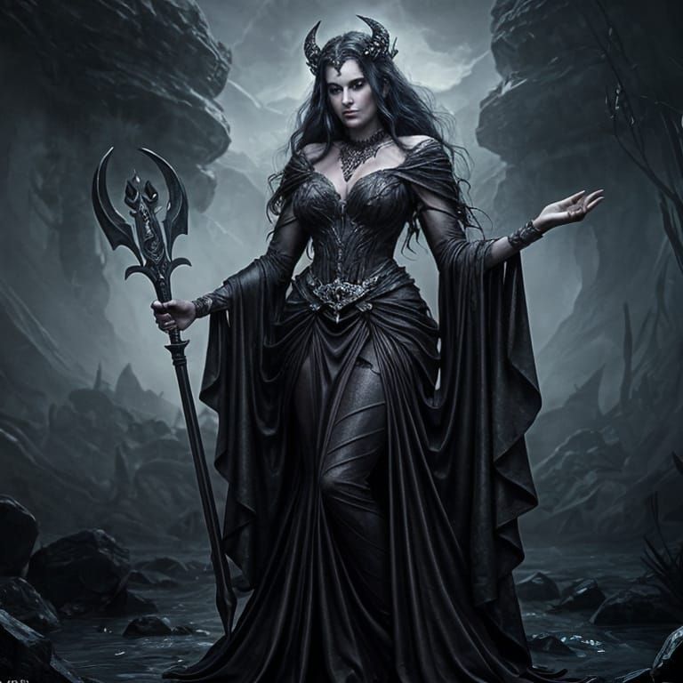 Majestic Female Hades Reigns Over Dark River Styx