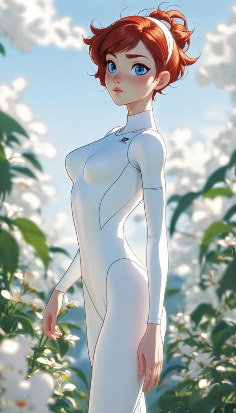 Redhead in White Leotard: Storybook Digital Animation