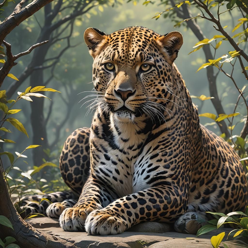 Detailed 3D Anime Leopard Concept Art