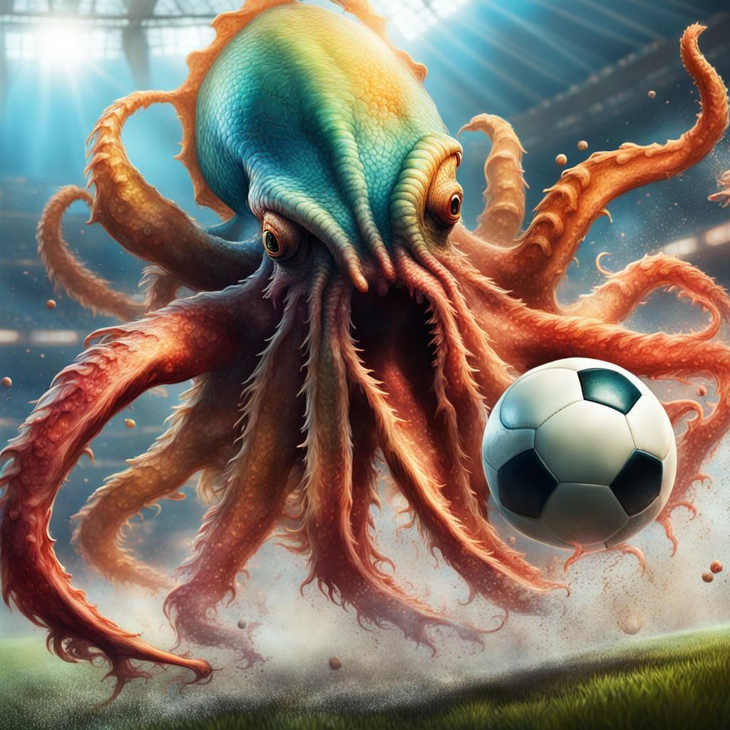 Kraken playing soccer