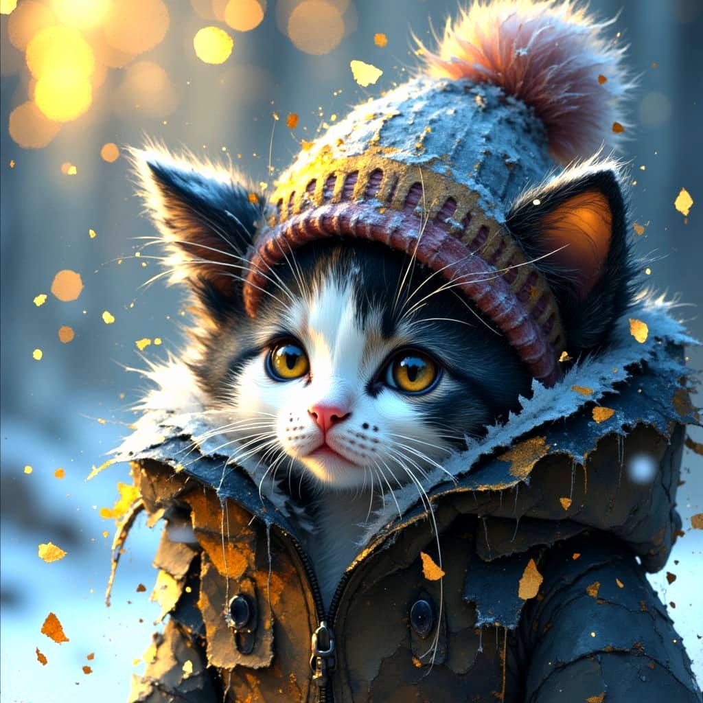 Adorable Fluffy Kitten in Winter Boot