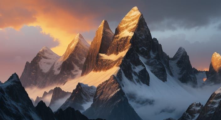 Majestic Mountain Landscape Epic Painting