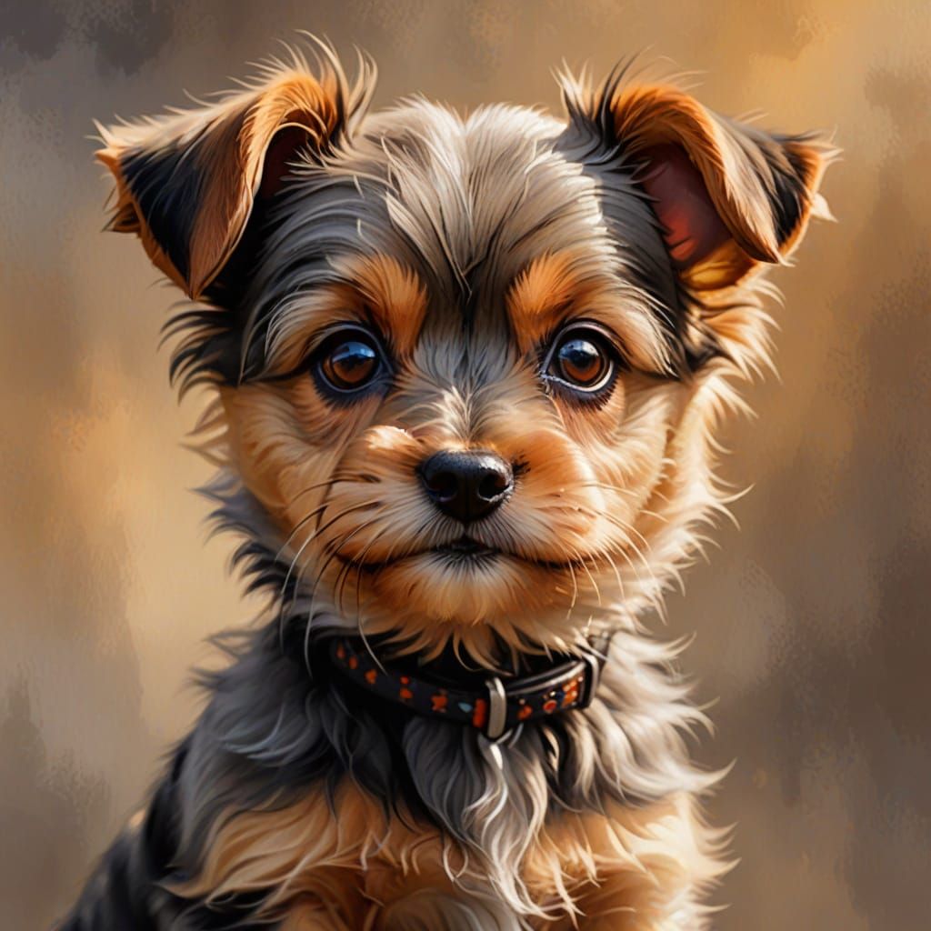 Adorable Snorkie Puppy Begs: A Digital Pet Portrait