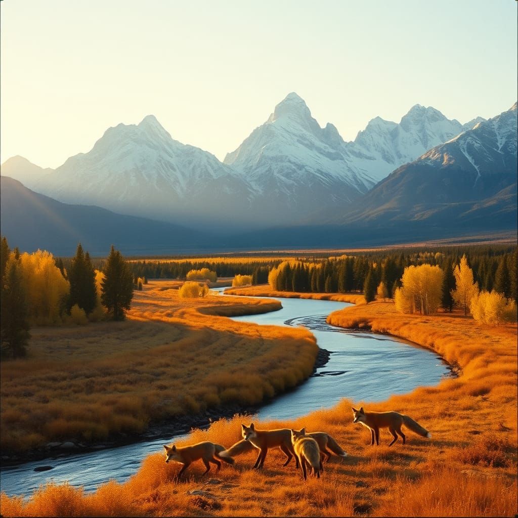 Colorado Grand Tetons Fall landscape image, snow-capped moun...