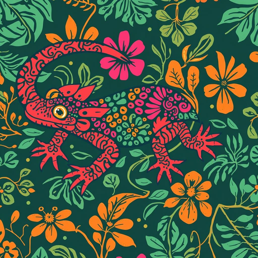 Batik style axolotl