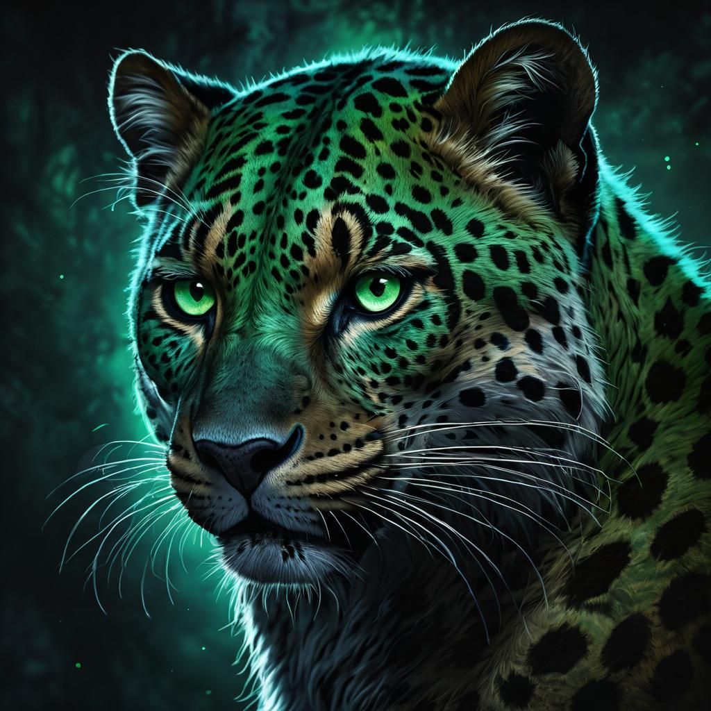 Fiendish Leopard Portrait in Dark Fantasy Style