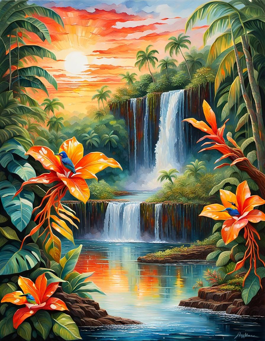 Epic Waterfalls at sunset