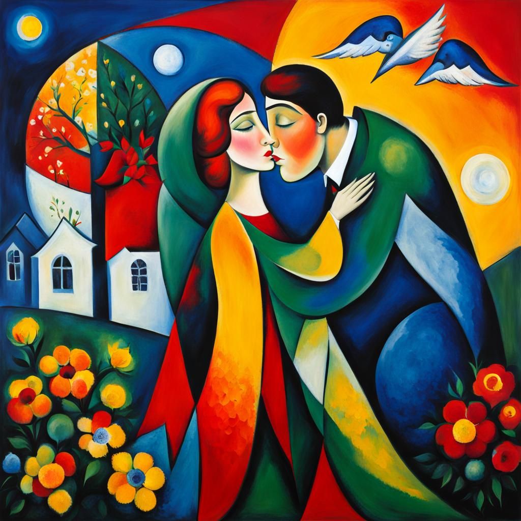 Romantic Embrace in a Modernist Style