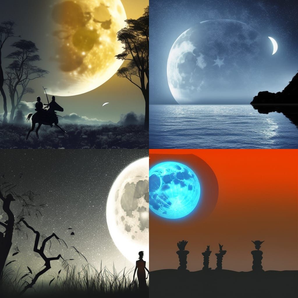 Epic Silhouette Against a Luminous Moon