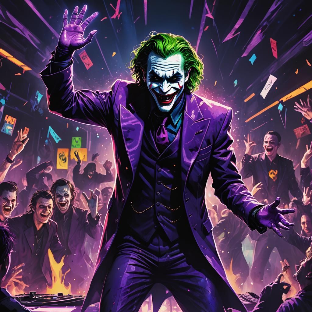 Vampire Joker DJ Raves in Dark Fantasy Art