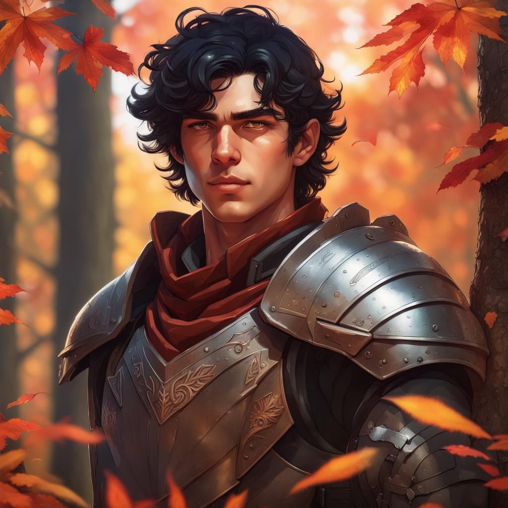 Teen Ranger in Autumn Forest, Detailed Portrait