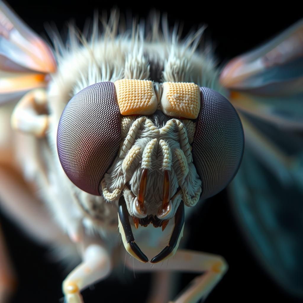 Macro Drosophila Head in Dreamlike Pastel Hues