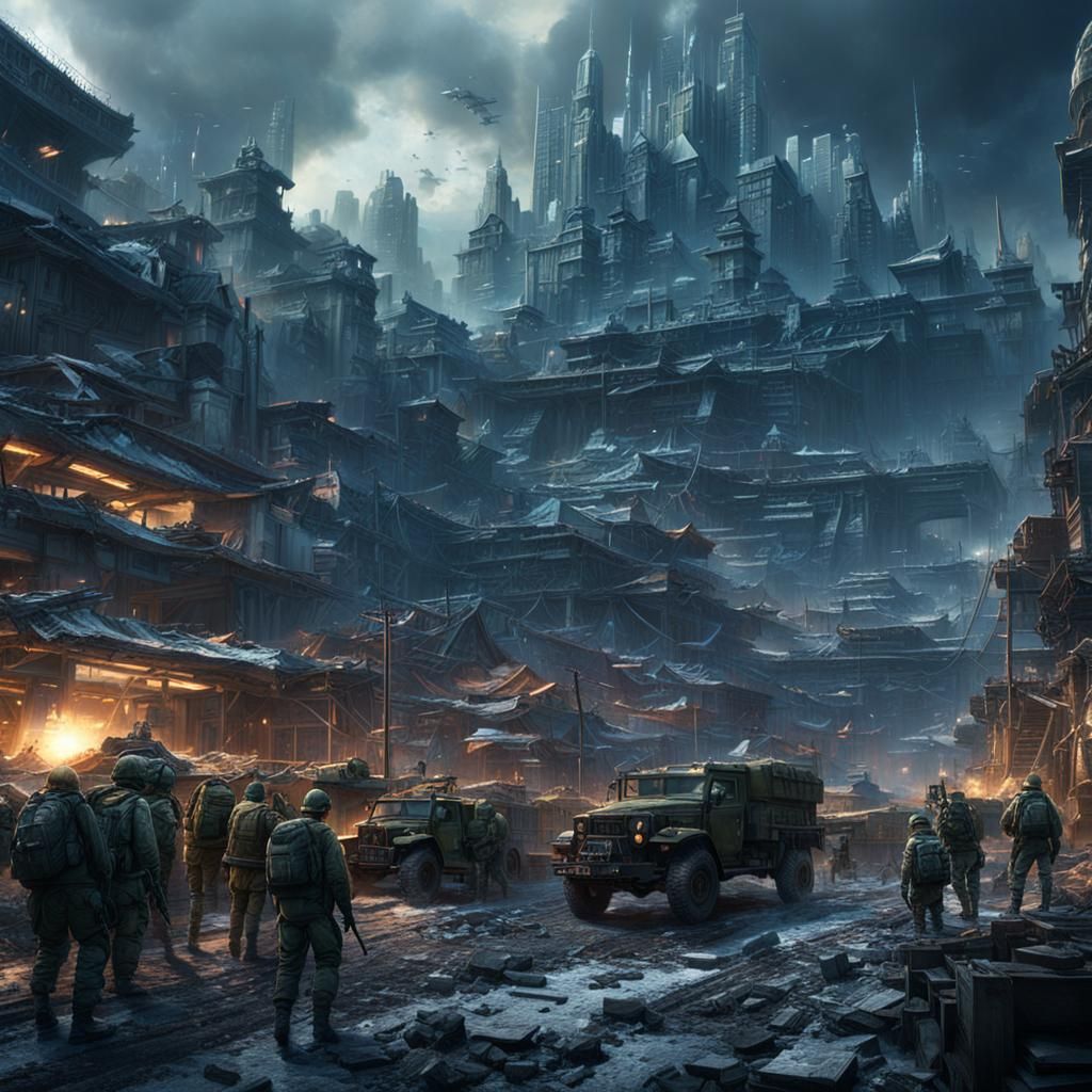 Epic Military Scene: Dramatic Digital Matte Painting