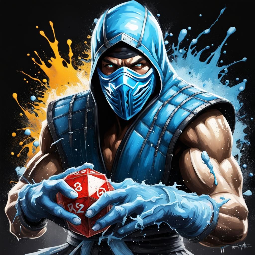 Sub Zero Rolls a D20 in Graffiti Art