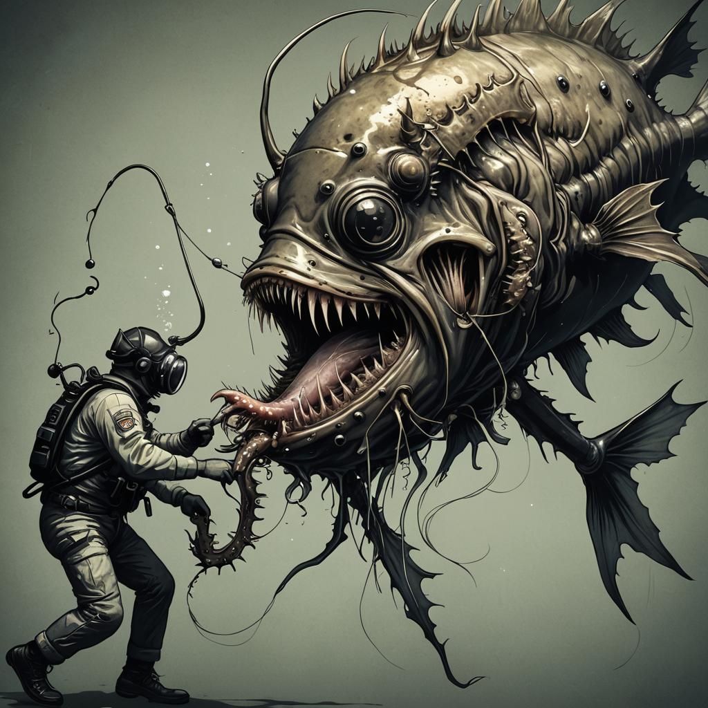 Deep Sea Anglerfish Eats Diver