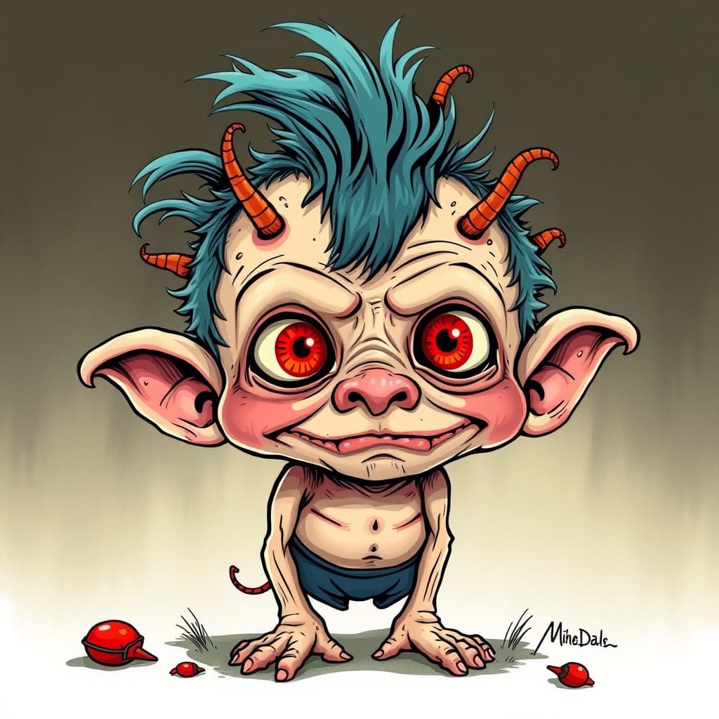 Grotesquely Adorable Les Crados Character in Vibrant Playful...