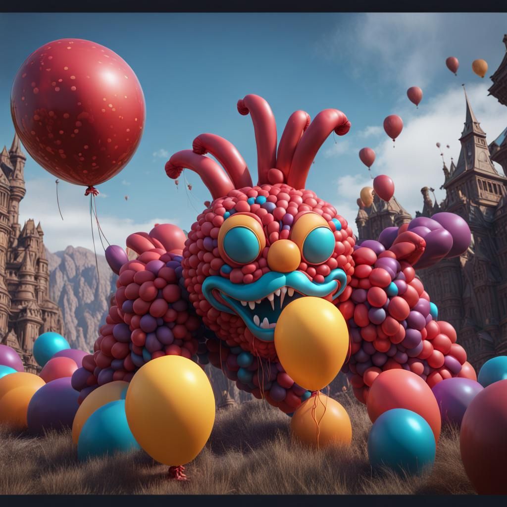 Grotesque Balloon Animal: Detailed Fantasy Concept Art