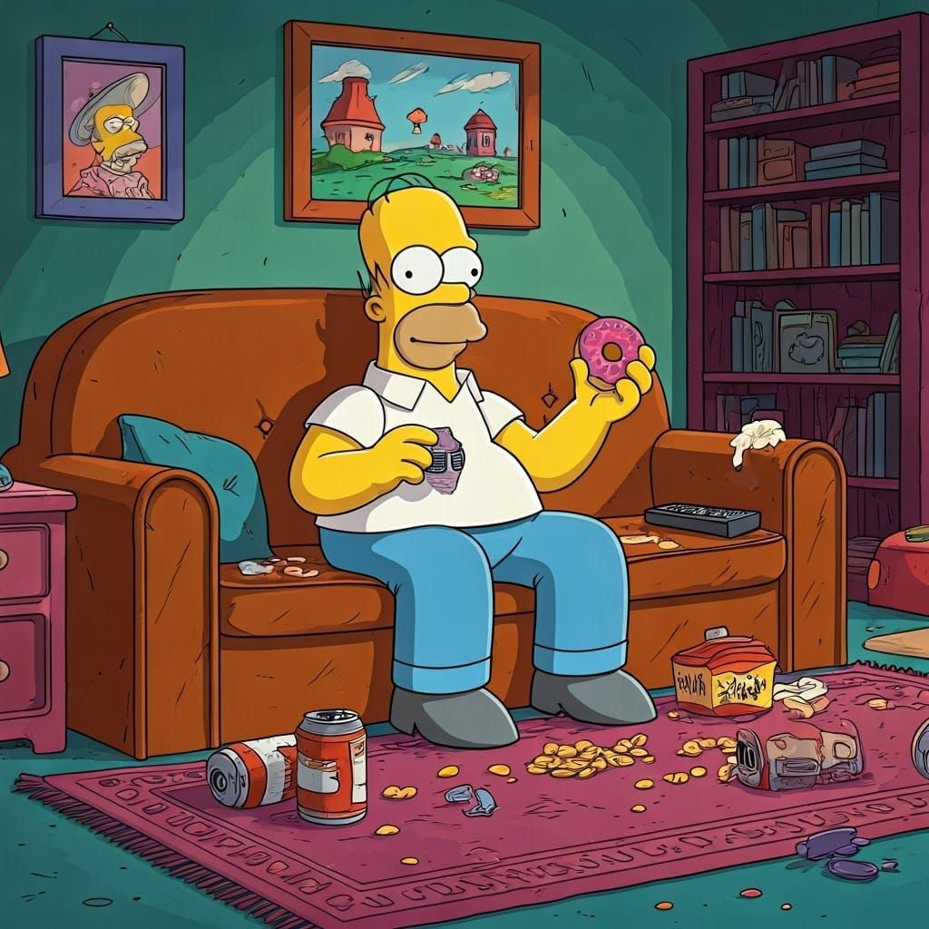 Homer Simpson in Classic Cartoon Style